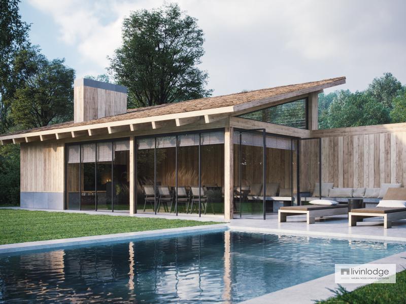 Eiken poolhouse met moderne toets Meulebeke