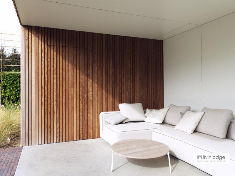 Moderne tuinberging annex loungeruimte te Roeselare | Houten bijgebouwen op maat Moderne tuinberging annex loungeruimte te Roeselare | Houten bijgebouwen op maat