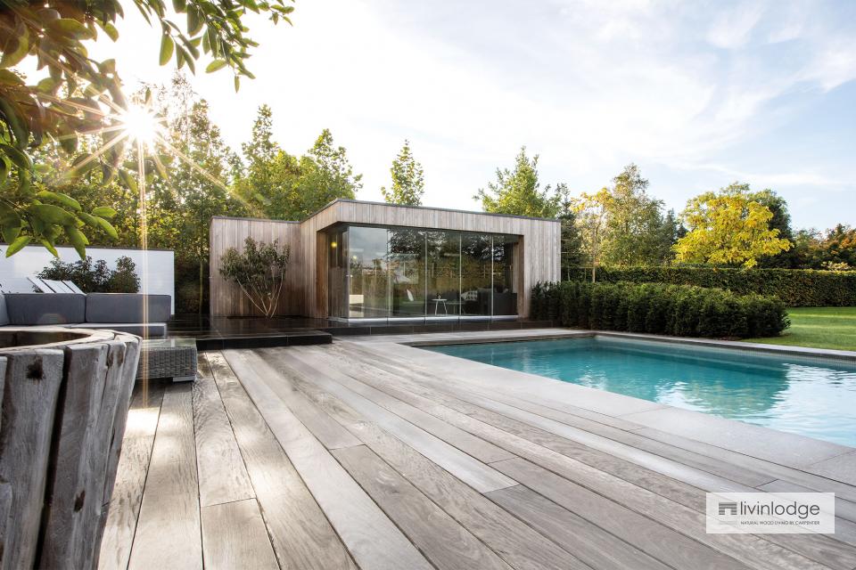 Pool house moderne en frêne HOTwood à Zwijnaarde